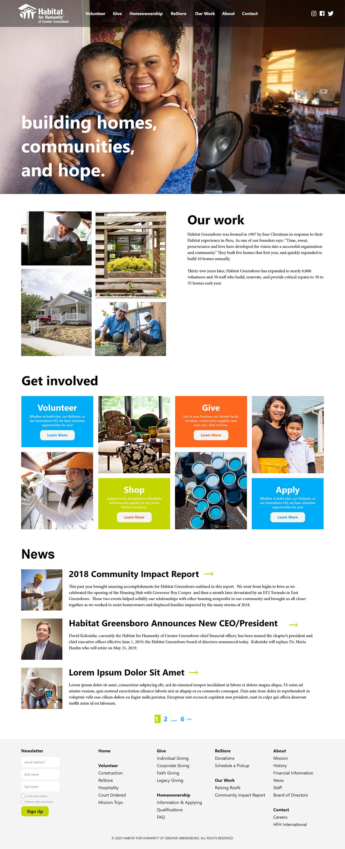 Habitat for Humanity Greensboro home page design